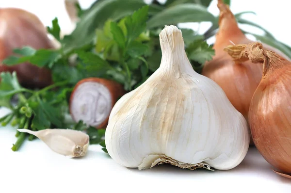 Garlic and herbs — Stock Photo, Image