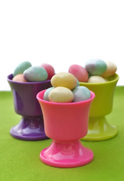 Easter eggs in egg cups — Stock Photo, Image