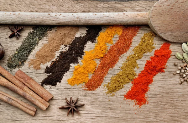 Full of different colorful spices — Stock Photo, Image