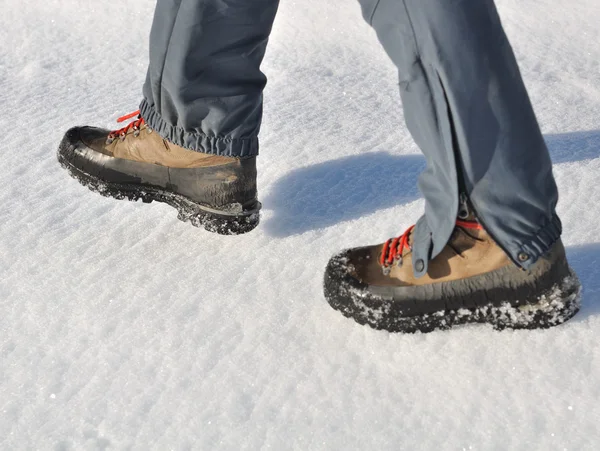 Wandelen in de sneeuw — Stockfoto