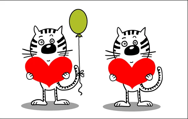 Amor gato sosteniendo un corazón —  Fotos de Stock