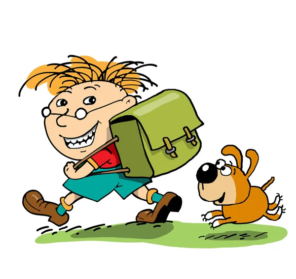 Küçük öğrenci okula gidiyor