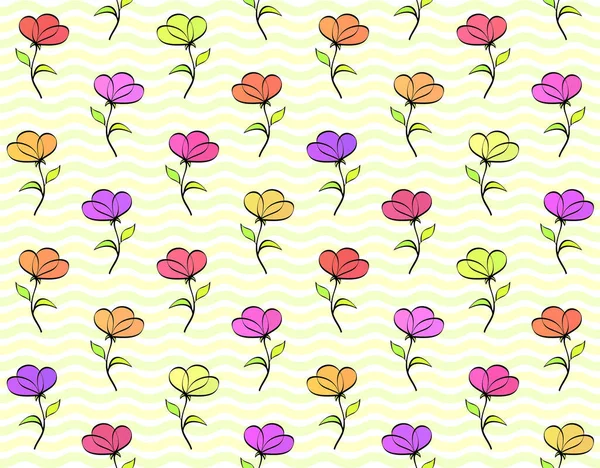 Color Flowers Seamless Background Vector — Stock Vector