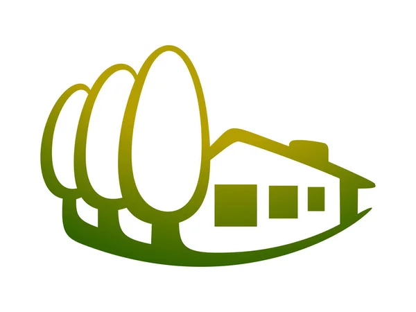 Haus Und Baum Vektorsymbol — Stockvektor