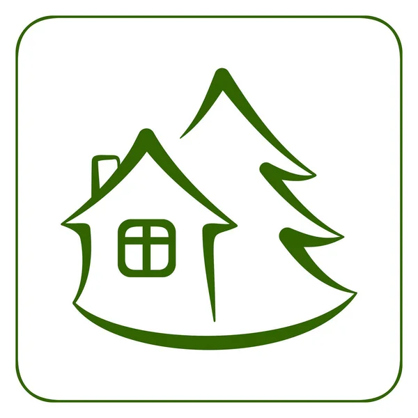 Haus Und Baum Vektorsymbol — Stockvektor