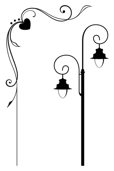 Street lamp and romantic frame — Stock Vector