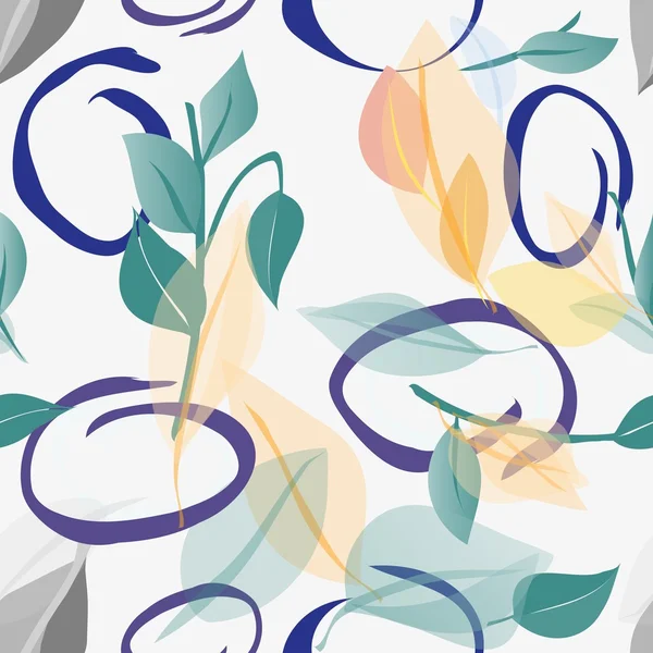 抽象的な葉のシームレスなパターン背景 — ストックベクタ