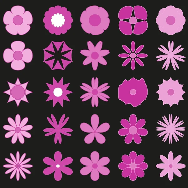 Abstract set flowers background — Stock Vector