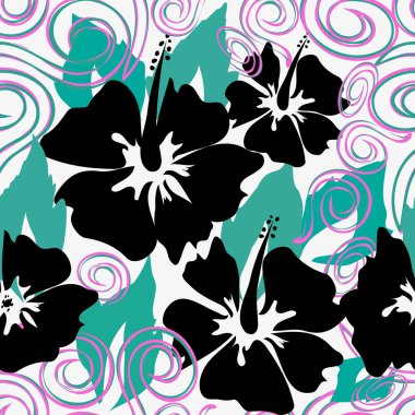 Hibiscus çiçek Dikişsiz desen arka plan.