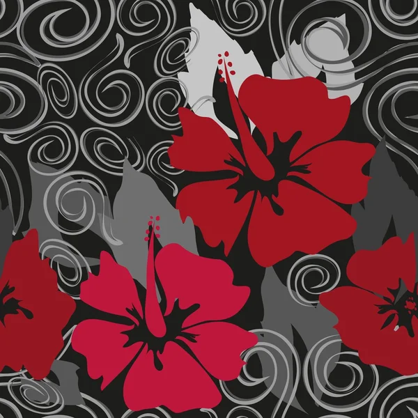 Astratto ibisco fiore senza cuciture modello di sfondo . Illustrazione Stock