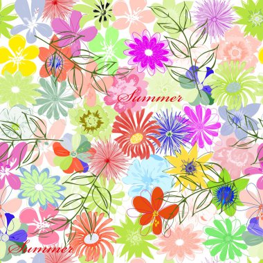yaz çiçek Dikişsiz desen arka plan