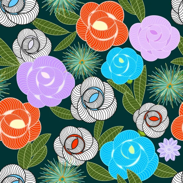 Fondo de patrón sin costura flor abstracta — Vector de stock