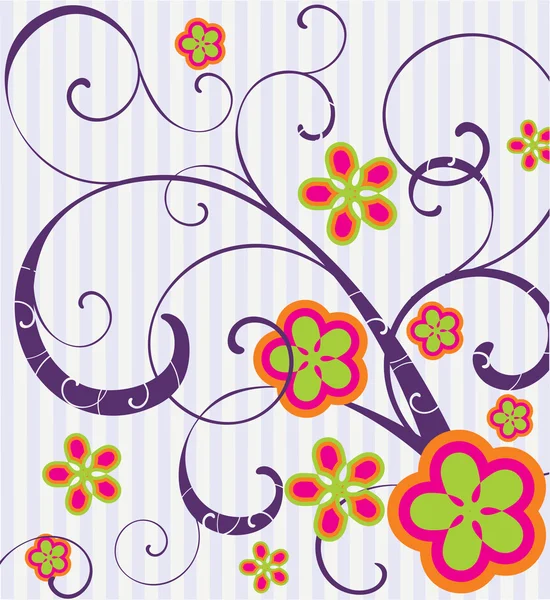Retro çiçek dikey afiş kavramı. çizimde tasarım — Stok fotoğraf
