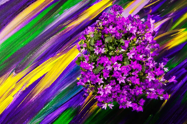 Flowers on a bright purple background — Stock Photo, Image