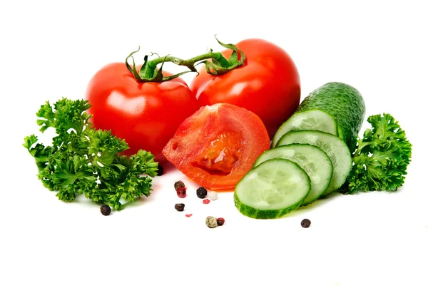 Tomaten und Gurken — Stockfoto