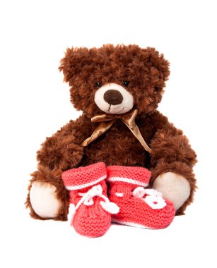 pembe örgü bebek patik 