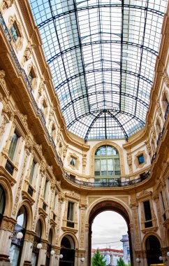 Vittorio Emmanuele gallery magnificent interior, Milan, Italy  clipart