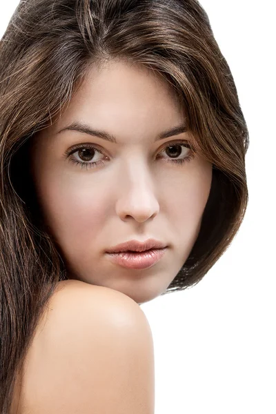 美容の肖像画の女性。新鮮な完璧な肌. — ストック写真