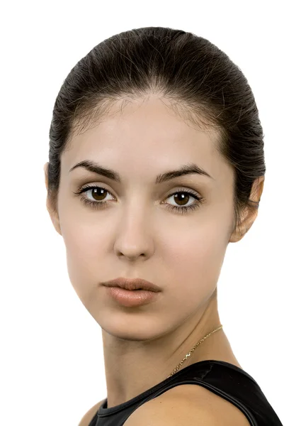 Beautiful Face of Young Woman with Clean Fresh Skin close up iso — Stock Photo, Image