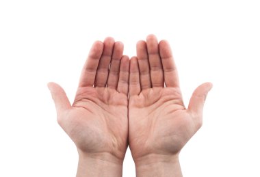 Açık eller. Holding, veren, gösteren kavram. Kırpma yolu dahil.