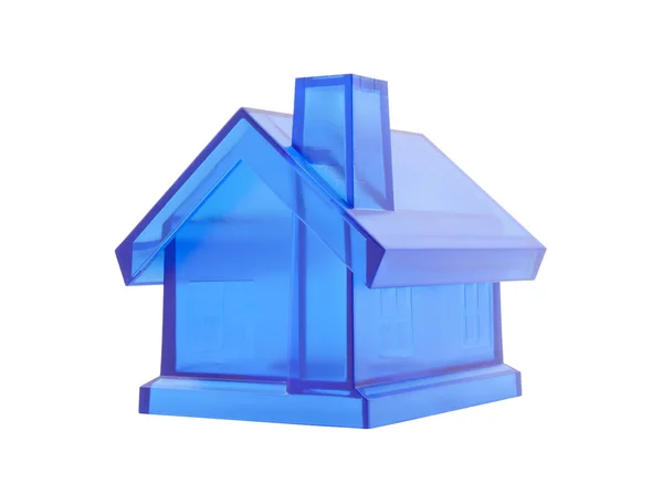 Kristály kék ház elszigetelt fehér vágógörbével — Stock Fotó