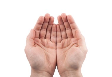 Açık eller. Holding, veren, gösteren kavram. Kırpma yolu dahil.
