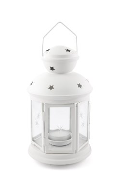 Beyaz Kırpma yoluyla izole beyaz dekoratif fener 