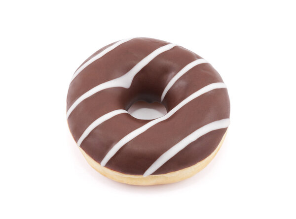 Chocolate donut isolated on white with clipping path
