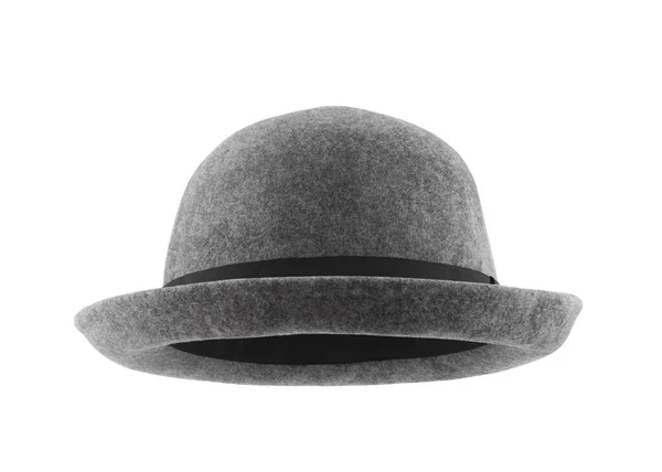 Серый Шляпу Изолированы Белом Фоне Обрезки Пути — стоковое фото