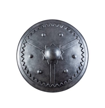 Eski yuvarlak kalkan kırpma yolu ile beyaz arkaplanda izole