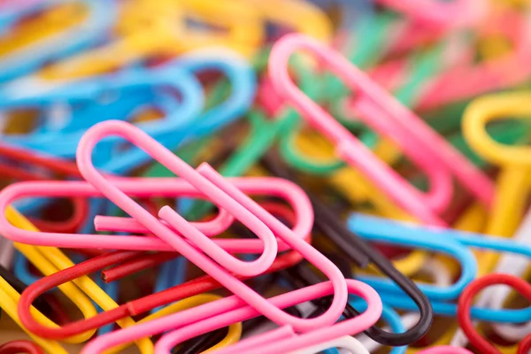 Pile Colorful Paper Clips Macro Abstract Background — Stock Photo, Image