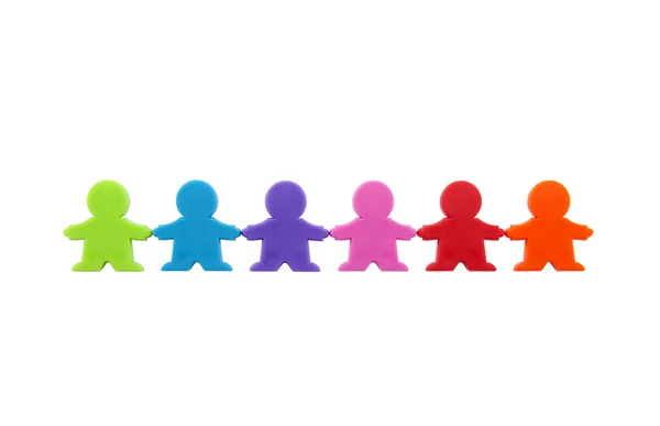 Colorful people figures standing in a row with clipping path. — Stock Photo, Image