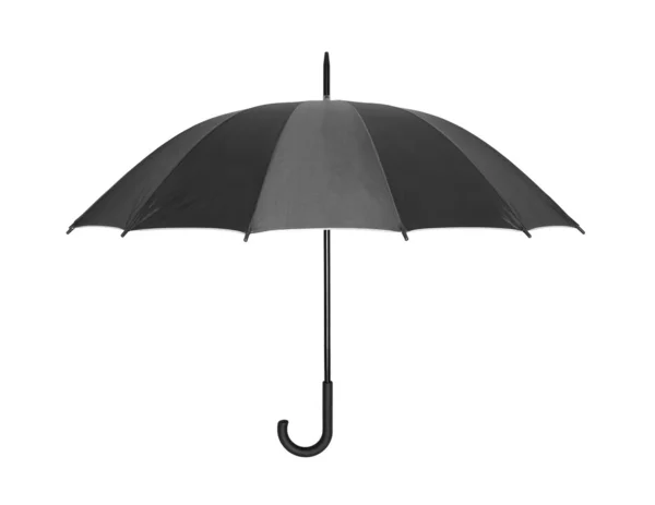 Paraguas negro abierto aislado en blanco con ruta de recorte — Foto de Stock