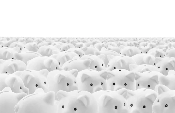 Large group of white piggy banks — Stock Photo, Image