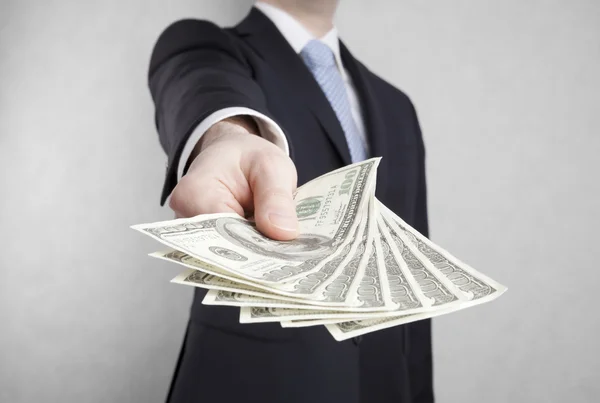 Businessman with american dollars. Clipping path included. — Stock Photo, Image