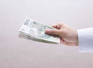 Polish money in hand clipart