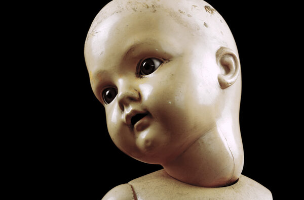 Creepy doll face. Clipping path included.