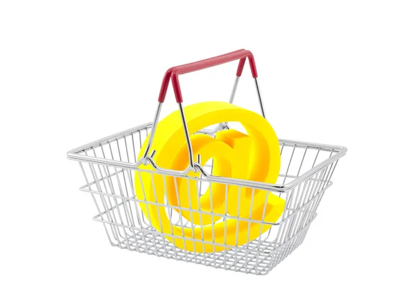 Shopping basket with email symbol isolated on white background — Stock Photo, Image