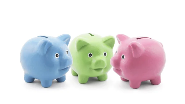 Três bancos piggy coloridos — Fotografia de Stock