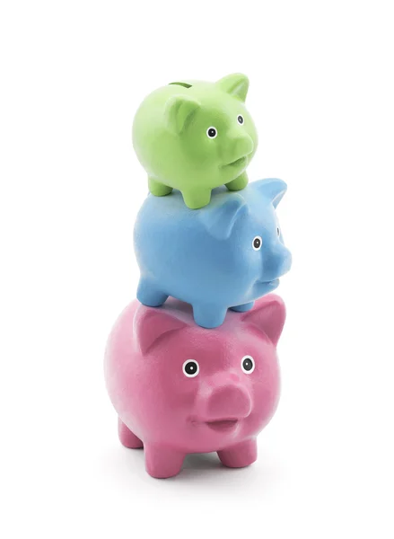 Pilha de bancos piggy coloridos — Fotografia de Stock