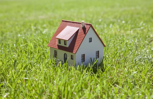 Маленький будинок на зеленій траві — стокове фото
