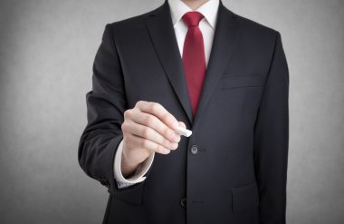 Tebeşir ile yazma iş adamı. Sen-ebilmek eklemek senin kendi metin.