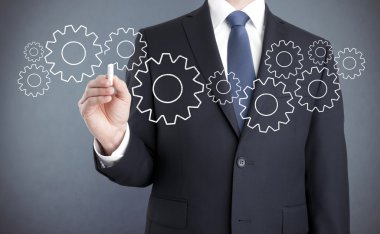 İşadamı çizim gears tebeşir ile