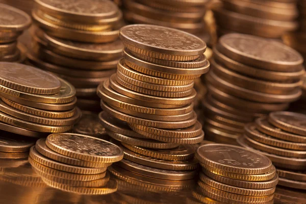 Golden coins macro shot — Stock Photo, Image