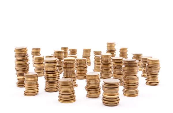 Stack of coins on white background — Stock Photo, Image