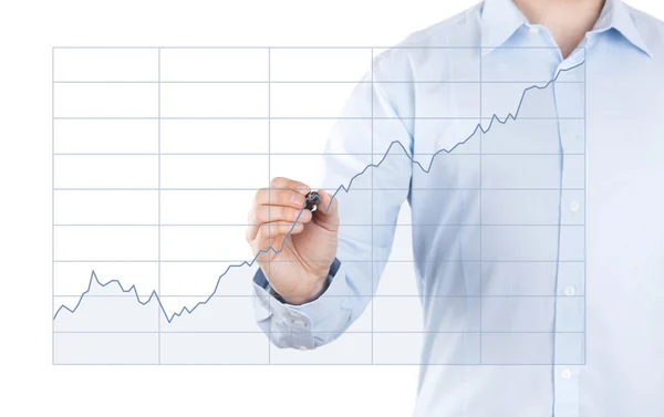 Young man with growing chart — Stock Photo, Image