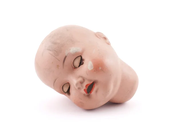 Sleeping doll head with clipping path — Stock Photo, Image