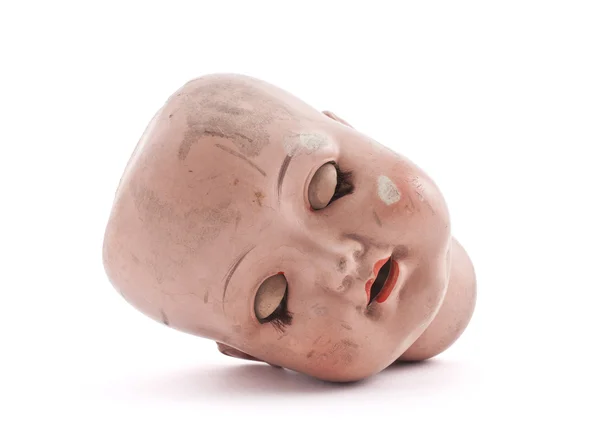 Sleeping doll head with clipping path — Stock Photo, Image