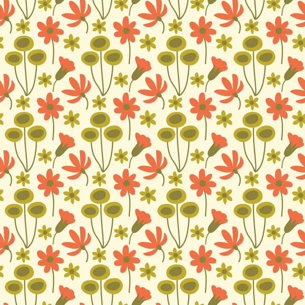 Seamless pattern with simple flowers — Stock Vector