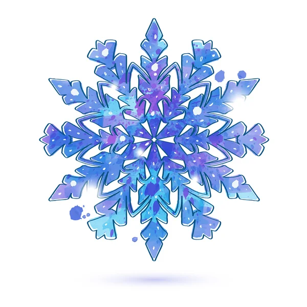 Watercolor snowflake. — Stock Vector